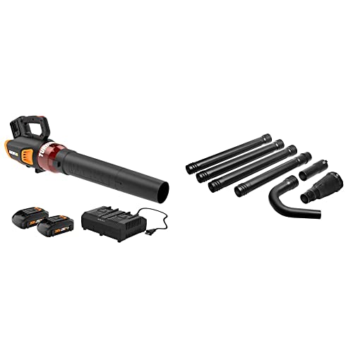 Worx 40V Turbine Cordless Leaf Blower Power Share With Brushless Motor - Wg584 (Batteries & Charger Included) & Worx Wa4092 Universal Gutter Cleaning Kit For Leaf Blowers #TOP13