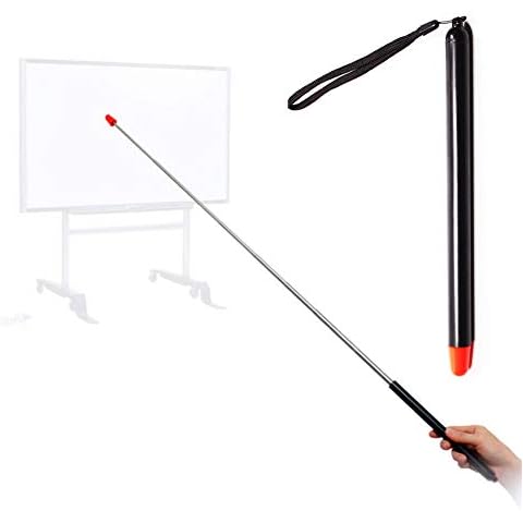 Telescopic Teachers Pointer,Teaching Pointer Stick for Classroom,Metal Hand Retractable Pointer Extended Length 47.2 Inch, Handheld Presenter Whiteboard Pointer (Black) Cover