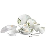 CELLO Lush Foliage Dazzle Series Opalware Dinner Set of 40 Pieces for Family of