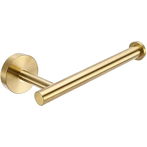 Gomyhom Toilet Paper Holder, Brushed Gold SUS304 Stainless Steel Wall Mount Toilet Roll Holder for Bathroom, Washroom Cover