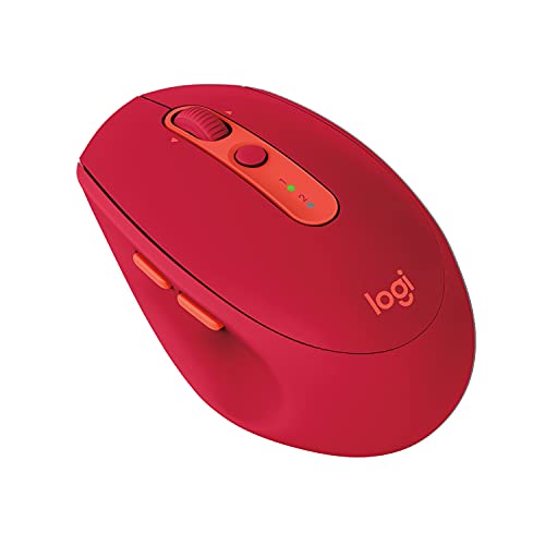 Logitech M590 Souris Sans Fil Silencieuse Multidispositif, Bluetooth, USB 2,4 GHz, Capteur Optique 1000 PPP, Pile 2 ans, 5 Boutons, Compatible PC, Mac, Ordinateur Portable - Rouge