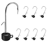 Fishfun 8Pcs Tungsten Ned Rig Jig Heads with Hooks in Different Sizes, Finesse Mushroom Jig Heads for Bass Fishing with Soft Lures, 1/6oz, Black