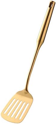 Meisha Metal Spatula, Heavy Duty & Durable 304 Stainless Steel Slotted Spatula Turner Vacuum Ergonomic Round Handle, Cooking Spoon for Kitchen, 14.76 Inches - Gold