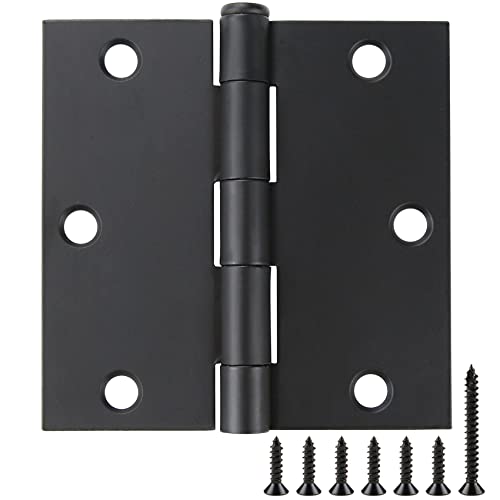 18 Pack Matte Black Door Hinges 3.5 x 3.5 Inch with Square Corners