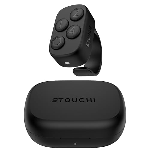 Stouchi Anki - Controlo remoto com anel de dedo com Bluetooth, controlo remoto para Anki com estojo de carregamento de 140 H, compatível com Windows, Mac, iPad, iOS, dispositivos Android