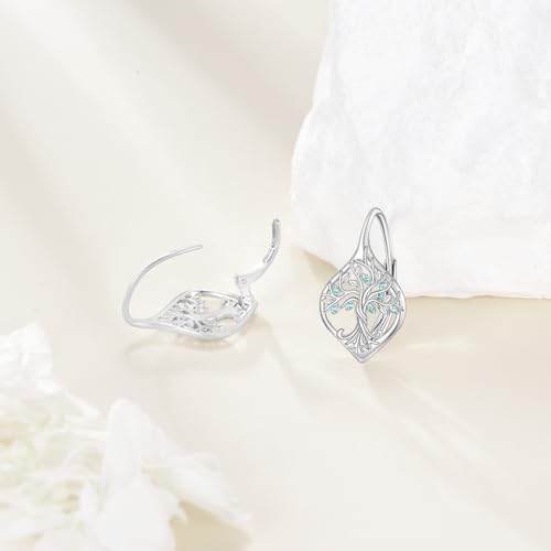 Tree of Life Dangling Earrings Sterling Silver Family Tree Drop Dangle Leverback Earring Gifts for Women2