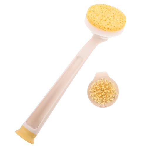 Garneck 1Set Long Handle Non Scratch Dishwashing Scrub Brush with Replacement Heads for Pots and Pans Cleaning for Nonstick Cookware Quick Drying Design