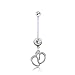 BODYA Silver white Gem Baby Feet Dangle 14g Flexible BioFlex Maternity Pregnancy Pregnant Navel barbell Belly Button Ring