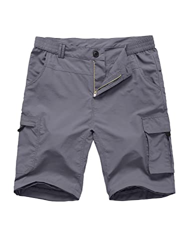 Men's Hiking Pants Quick Dry Lightweight Convertible Zip Off Breathable Cargo Pants For Outdoor, Fishing, Grey 36 #TOP3