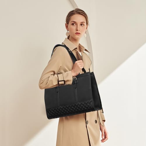 Image of LOVEVOOK Tote Bag for Women 17 inch Canvas Laptop Tote Bag, Large Capacity Work Bag with Clutch Purse, Computer Bag Office Business Briefcase, Casual Handbag for Travel College Teacher School