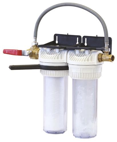 AQUAWATER - Station Filtre Double Anti-Tartre Avec By-Pass Breveté - 9''3/4 - Équerre De Fixation Et Clé De Desserrage Incluses - Blanc - Débit Max 1,5 m3/h - 12 mois | Une protection longue durée contre les impuretés et le tartre, avec changement de cart