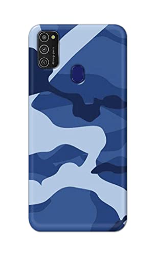 Image of Printed Hard Back Cover Case for Samsung Galaxy M21 | Samsung M21 2021 Edition Back Cover (Army Blue Pattern) -702