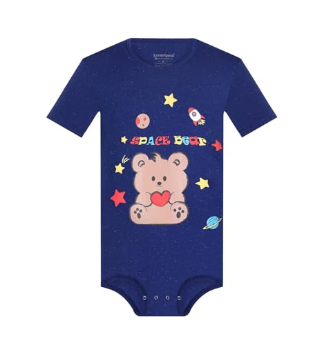 Mens Onesie Short Sleeve Bodysuit Puff Print Romper Pajamas - Space Bear