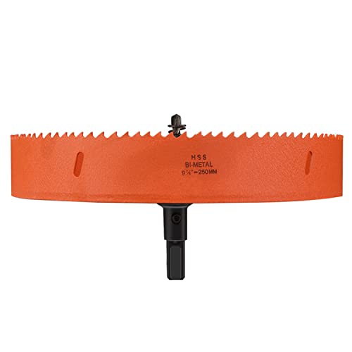 OIFAODAO, Cortador de Agujeros HSS Profundidad Corte bimetálico, diámetro 200-250 mm, Adecuado for Cortar Madera, Paneles Yeso y láminas Metal Blando,Sierras de Corona(Diameter 250mm)