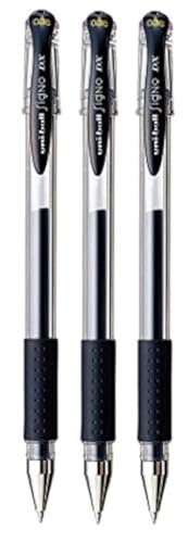 Signo - Stylo à encre gel uni - UM-151-0,38 mm - Noir - Lot de 3