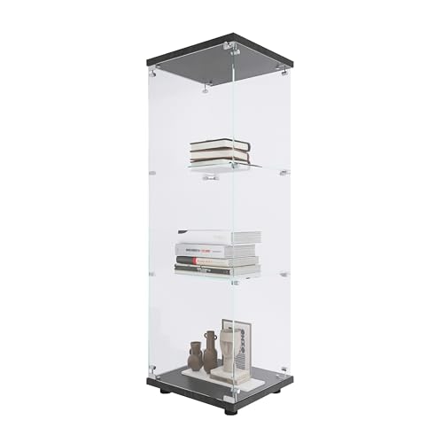 Image of Beauty4U Black Glass Display Cabinet, 3-Shelf Curio Cabinet