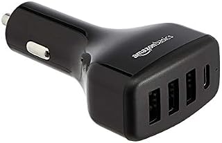 Amazon Basics USB-C (18W) with Power Delivery and 3 USB-A (12W) Car Charger