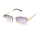 Luxury Rimless Unisex Square Trendy Retro 90's Fashion Stylish Hip Hop Purple Gradient Tint Lens Gold Wire Frame Sun Glasses Frameless Rectangle Summer Shades Sunglasses For Men And Women