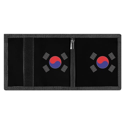 South Korea Korean Logo Slim Trifold Wallet for Men Card Holder Coin Pouch with Key Ring for Front Pocket Travel4