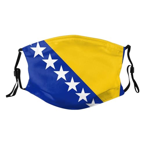 Bosnian Flag Adult Dust Mask Adjustable Dust Face with 2 Filter