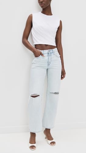 Image of PISTOLA - Lexi Mid Rise, Signature Bowed Straight Jeans - Light Denim Jeans