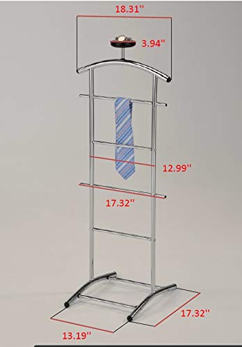 Kb Designs - Suit & Tie Freestanding Valet Stand Clothing Organizer Rack, Chrome #TOP2