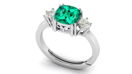 Image of LMDPRAJAPATIS 7.25 Ratti 6.50 Carat Emerald Stone Arstrological Purpose Silver Adjustable Ring For Men