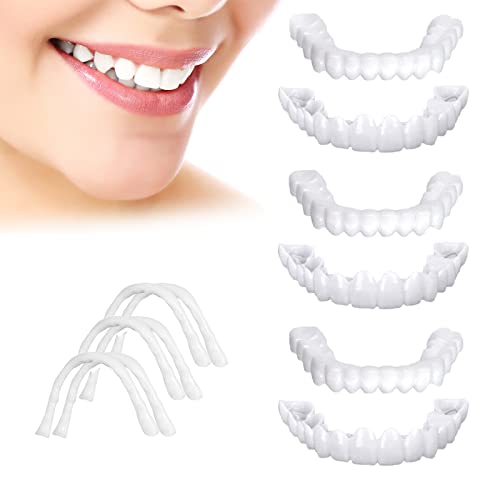 Fake Teeth, 6 Pcs Cosmetic Denture Veneers For Upper And Lower Jaw, Natural Shade Fake Veneer, Denture Decorations For Christmas And Daily Life #TOP18