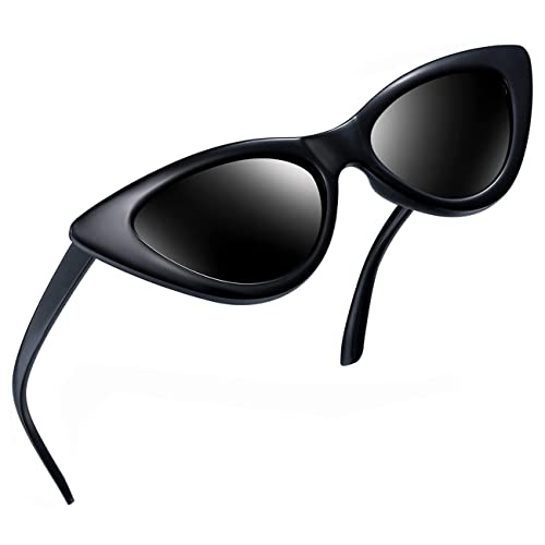 Joopin Polarized Cat Eye Sunglasses for Women, Retro Narrow Pointy Cateye Womens Sun Glasses (Black)