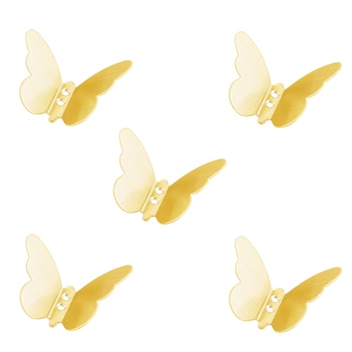 HIRAIDAI Gancho Autoadhesivo De Acero Inoxidable Paquete De 5 Ganchos De Acero Inoxidable Con Diseño De Mariposa Para Puerta De Entrada De Cocina - Oro Cepillado