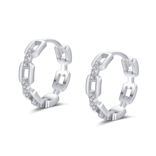 Créoles argent femme boucles d'oreilles fantaisie chaîne zirconium pas cher