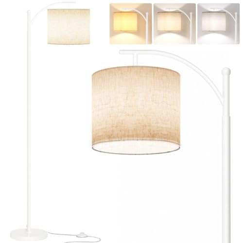 Image of SUNMORY Arc Floor Lamp, Modern Floor Lamp with 9W 3 Color Temperatures Bulb, Metal Standing Lamps with Adjustable Hanging Lampshade, Tall Floor Lamps for Living Room, Bedroom, Office