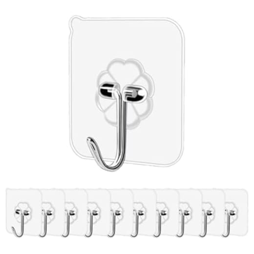 Kit 12 Ganchos Adesivo Inox Flor Parede Super Aderência | Durabilidade e Design Moderno | Suporte até 2kg (12)