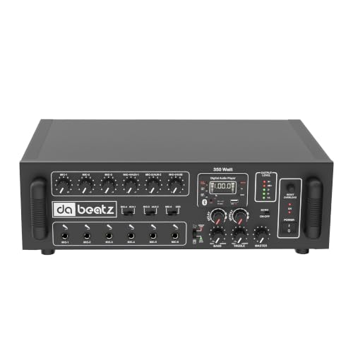 Image of DaBeatz 6-Channel Professional PA Mixer Amplifier 350W | Bluetooth, USB, FM, SD Card | Echo /Repeat Control | 3-Band EQ | 70V /100V /8Ω Output | Made in India