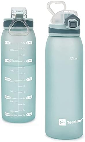 Teentumn Time Marker Water Bottle Gym, 30oz Large Durable Bottle for Workout Sport Travel Water Tracker