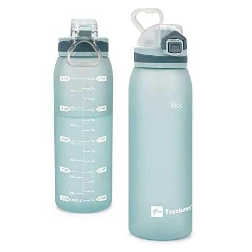 Teentumn Time Marker Water Bottle Gym, 30oz Large Durable Bottle for Workout Sport Travel Water Tracker