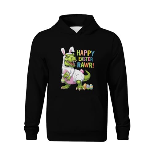 Kids Easter Day Dinosaur Funny Happy Easter T Rex Boys Girls Lightweight Kangaroo Pocket Hoodies2