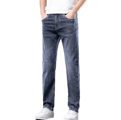 Men's Slim Fit Stretch Jeans Korean Style Spring Casual Classic Straight Denim Trousers