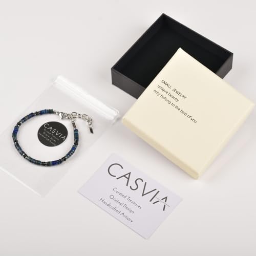 Pulsera ajustable de hematita y lapislázuli para hombre miniatura 6