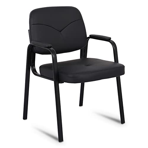 Clatina Rosa Classic Faux Leather Office Desk Guest Chair With Metal Frame Style For Office Reception And Conference Desk-Black (1) #TOP13