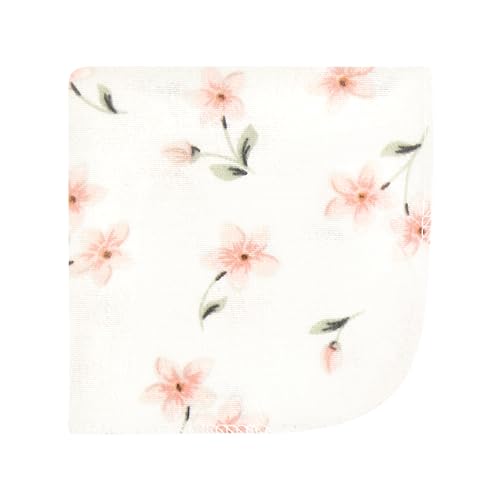 Image of Hudson Baby Unisex Baby Flannel Cotton Poly Washcloths, Pink Dainty Floral 12 Pack, One Size
