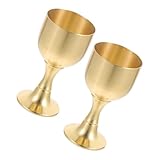 OUNONA 2 Stück Kelch Dekoration Ritualbecher Wein Angebot Retro Umrandet Party Altar Anbetungsbecher Kommunion Tassen Tasse Anbieten Mittelalterliche Becher Mini Antiquität Messing Golden