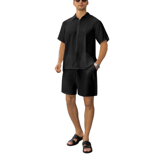 Men's 2 Piece Outfits Summer Beach Short Sleeve Shirts and Shorts Vacation Outfits Shirt and Shorts Sets for Men2