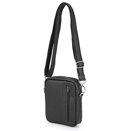 Mini Bolsa Shoulder Bag 100% Couro Legítimo Tiracolo Pequena (PRETO)