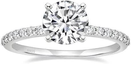 EAMTI 925 Sterling Silver 1.25 CT Round Solitaire Cubic Zirconia Engagement Ring Halo Promise Ring Size 4-11.5
