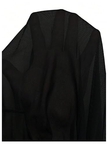 SweatyRocks Women's Sheer Mesh Tie Front Cover Ups Tops Long Sleeve Swimsuit Coverups Swimwear4