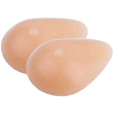 JanJean 1 Pair Silicone Breast Forms Fake Boobs Soft Waterdrop Prosthesis Breast Enhancer for Crossdresser Mastectomy Nude 85g Cover