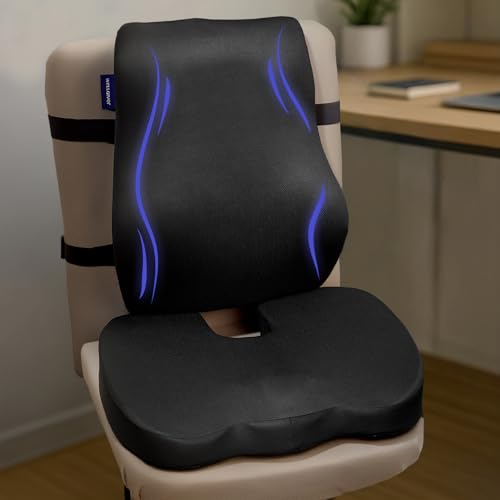 Image of WELLGIVER Memory Foam Coccyx Seat Cushion - Orthopedic Chair Pad for Tailbone, Sciatica & Lower Back Pain Relief | Ideal for Office Chairs, Car Seats & Home Use | Removable & Washable Cover