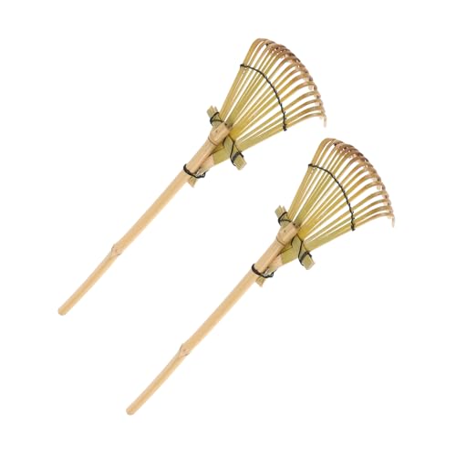 FUNOMOCYA 2 Rastrillos De Jardín Japoneses Pequeños De Bambú Cultivadores De Jardín Rastrillos De Bambú De Estilo Japonés Pequeños Y Cortos Color