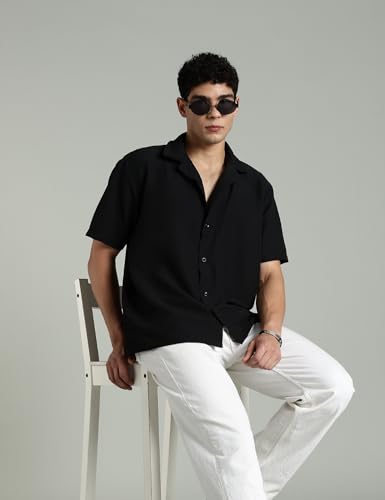 Image of FYLTR Men's Solid Casual Textured Shirt - Half Sleeves | Shirts for Men | Summer Shirt | Regular Fit